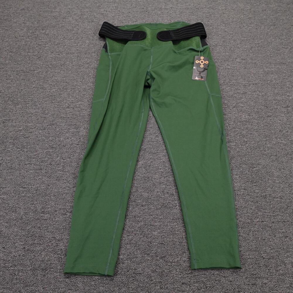 Tommie Copper Leggings Womens XL Green Adj Waist 2 Pockets Compression 24 Inseam